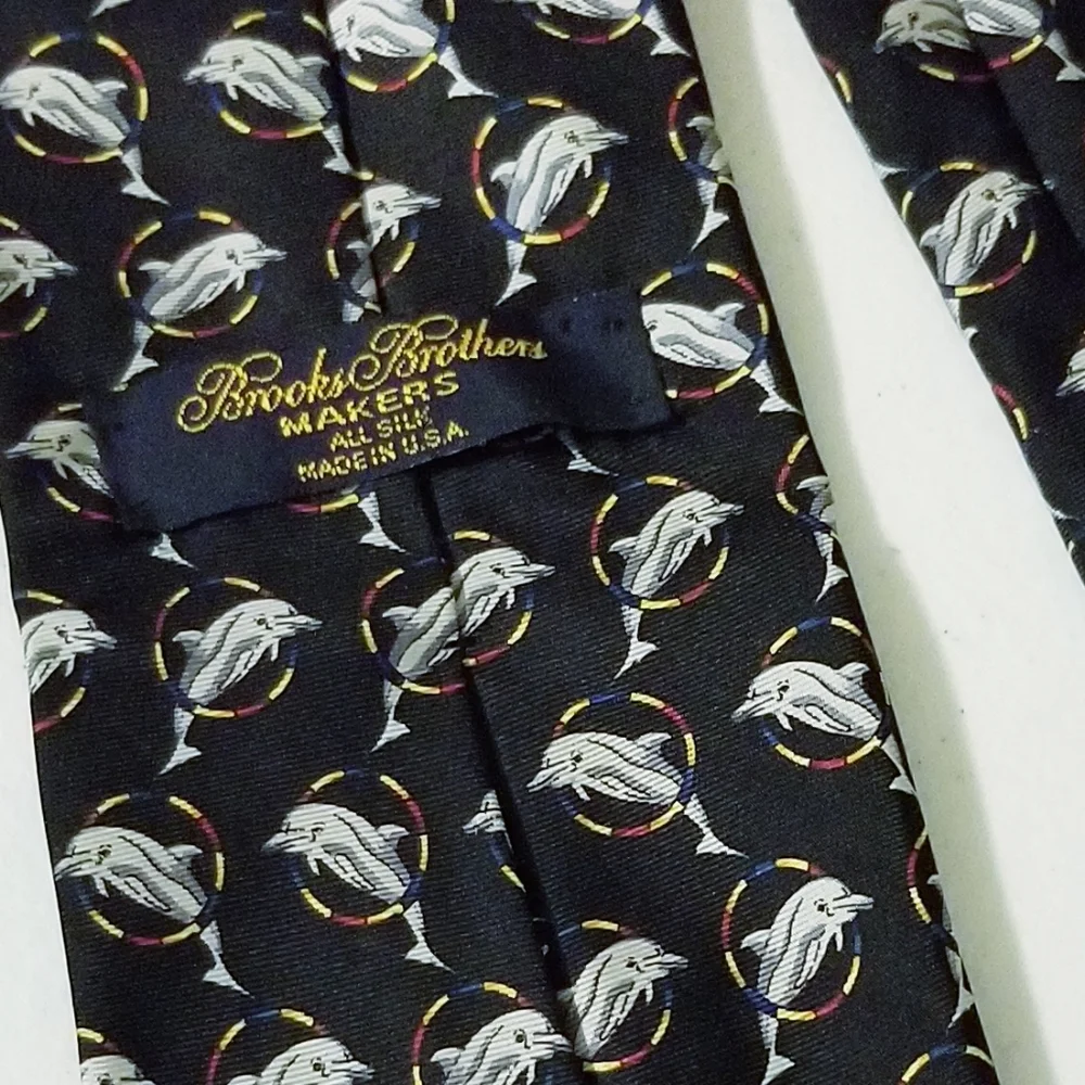 Brooks Brothers Men's Silk Tie Dolphins Hoop 55 In Classic